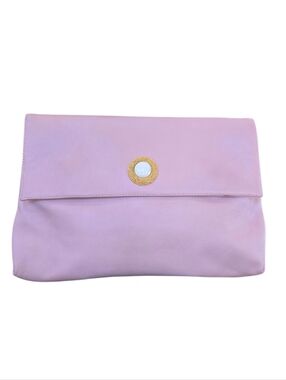 Italian Pink Leather Triple Compartment Convertible Vintage Clutch